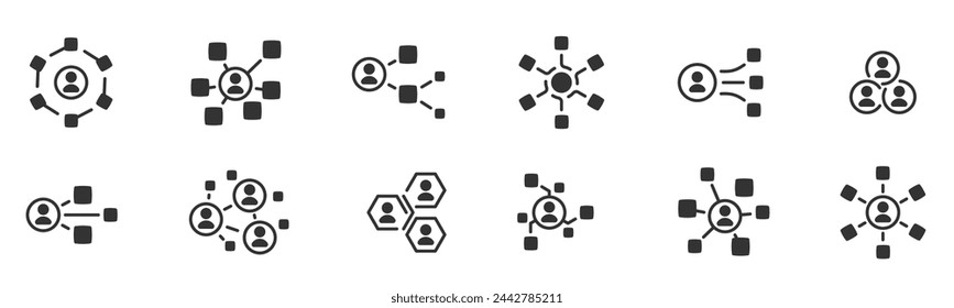 Business network icon, user connection, social network set illustration