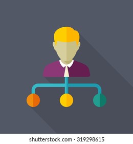 Business network  icon, vector illustration. Flat design style with long shadow,eps10