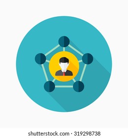 Business network icon, vector illustration. Flat design style with long shadow,eps10