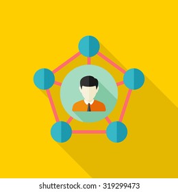 Business network icon, vector illustration. Flat design style with long shadow,eps10