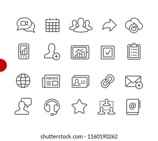 Business Network Icons // Red Point Series - Vektorliniensymbole für Ihre digitalen oder gedruckten Projekte.