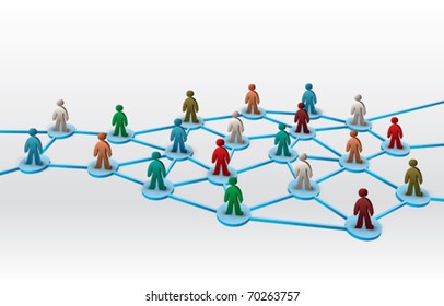 business network illustration with differently colored human figures
