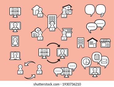 Iconos e ilustraciones de redes empresariales
