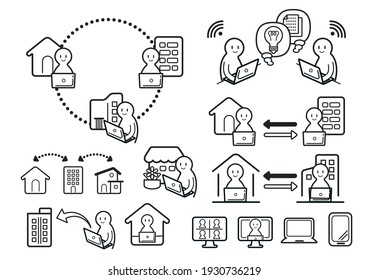 Business network illustrations and icons