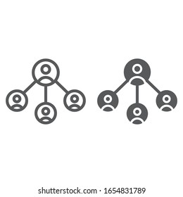 Business network line and glyph icon, business and global, social network sign, vector graphics, a linear pattern on a white background, eps 10