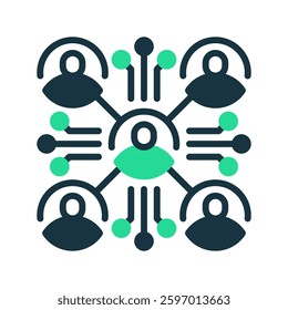 Business Network Line Icon, Outline Symbol for Corporate Connections, Social Media, Networking, Professional Relationships, Online Collaboration, Digital Marketing, and Business Partnerships.