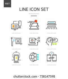 Business network line icon set