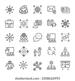 Business network line icons collection. For website marketing design, logo, app, template, ui, etc. Vector illustration.