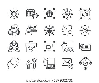 Iconos de línea de red empresarial. Para diseño de marketing de sitios web, logotipo, aplicación, plantilla, ui, etc. Ilustración vectorial.