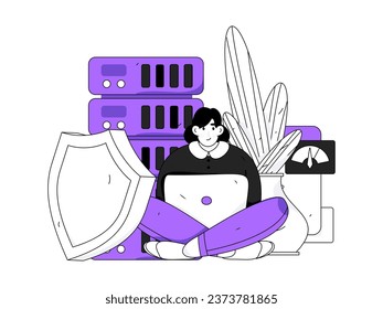 Business network security character flat vector concept operation hand drawn illustration
