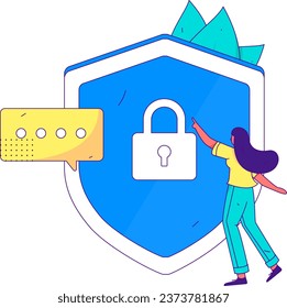 Business network security character flat vector concept operation hand drawn illustration
