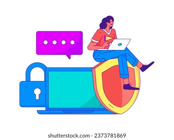 Business network security character flat vector concept operation hand drawn illustration
