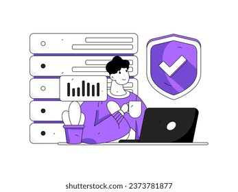 Business network security character flat vector concept operation hand drawn illustration
