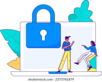 Business network security character flat vector concept operation hand drawn illustration
