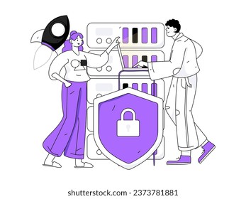 Business network security character flat vector concept operation hand drawn illustration
