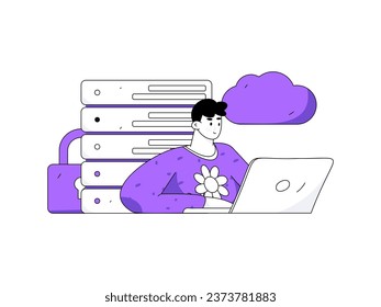 Business network security character flat vector concept operation hand drawn illustration
