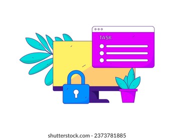 Business network security character flat vector concept operation hand drawn illustration
