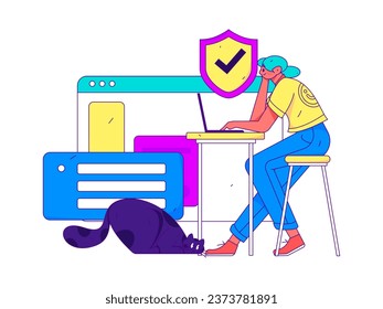 Business network security character flat vector concept operation hand drawn illustration
