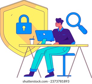 Business network security character flat vector concept operation hand drawn illustration
