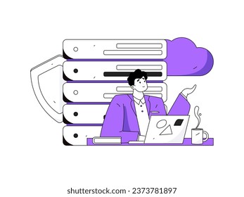 Business network security character flat vector concept operation hand drawn illustration
