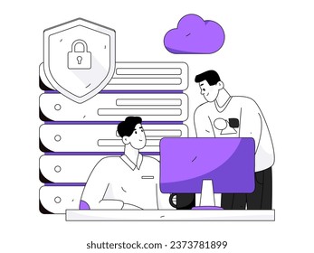 Business network security character flat vector concept operation hand drawn illustration
