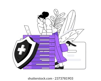 Business network security character flat vector concept operation hand drawn illustration
