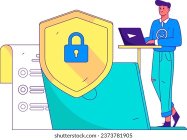 Business network security character flat vector concept operation hand drawn illustration
