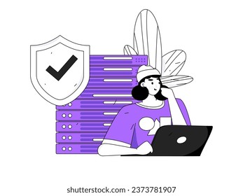 Business network security character flat vector concept operation hand drawn illustration
