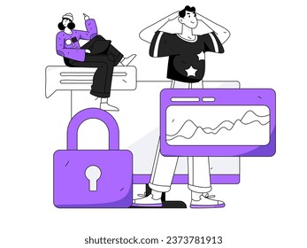 Business network security character flat vector concept operation hand drawn illustration
