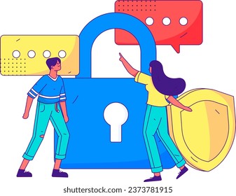 Business network security character flat vector concept operation hand drawn illustration
