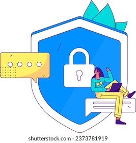 Business network security character flat vector concept operation hand drawn illustration
