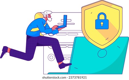 Business network security character flat vector concept operation hand drawn illustration
