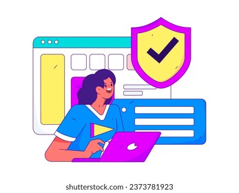 Business network security character flat vector concept operation hand drawn illustration
