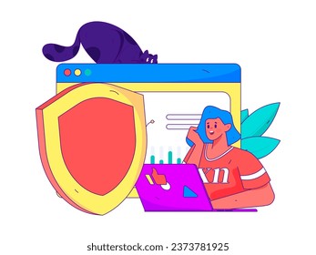 Business network security character flat vector concept operation hand drawn illustration
