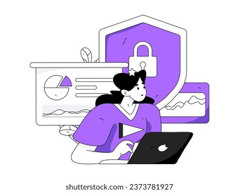 Business network security character flat vector concept operation hand drawn illustration
