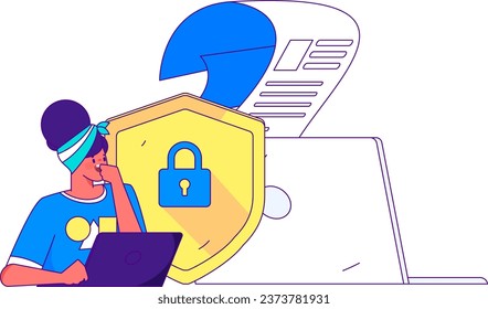 Business network security character flat vector concept operation hand drawn illustration
