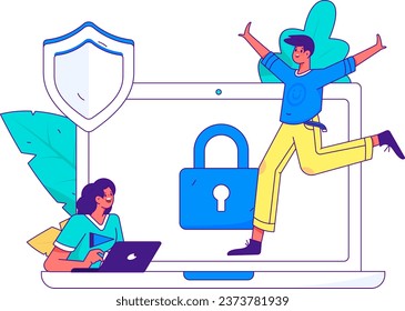 Business network security character flat vector concept operation hand drawn illustration
