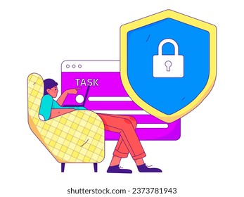 Business network security character flat vector concept operation hand drawn illustration
