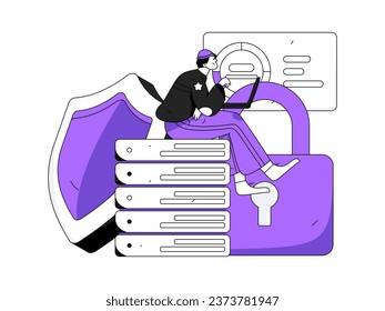 Business network security character flat vector concept operation hand drawn illustration
