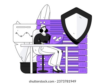 Business network security character flat vector concept operation hand drawn illustration
