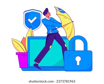 Business network security character flat vector concept operation hand drawn illustration
