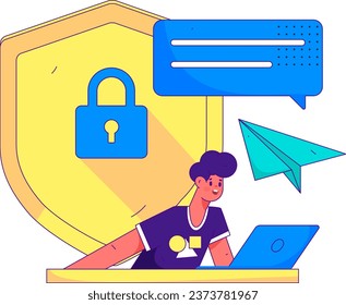 Business network security character flat vector concept operation hand drawn illustration
