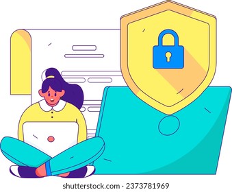 Business network security character flat vector concept operation hand drawn illustration
