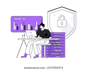 Business network security character flat vector concept operation hand drawn illustration
