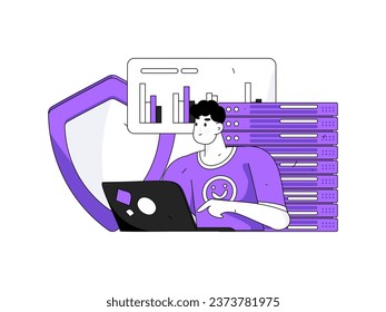 Business network security character flat vector concept operation hand drawn illustration
