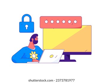 Business network security character flat vector concept operation hand drawn illustration
