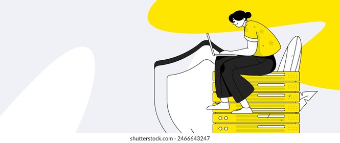 Business network security character flat vector concept operation hand drawn illustration
