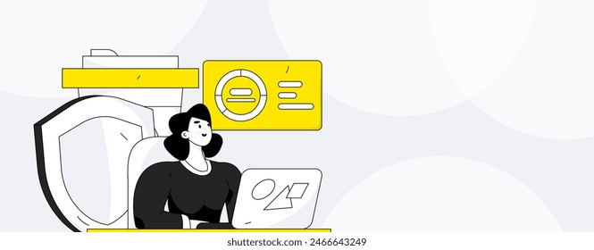Business network security character flat vector concept operation hand drawn illustration
