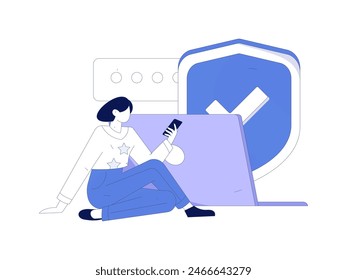 Carácter de seguridad de red de negocios Vector plano concepto operación dibujado a mano ilustración
