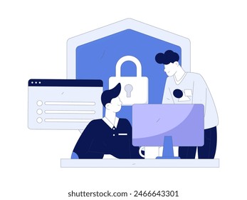Business-Netzwerk-Sicherheit Zeichen Flache Vektorgrafik Konzept Betrieb Handgezeichnete Illustration
